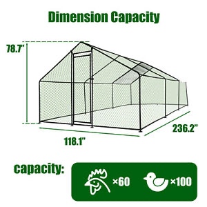incomplete ) 9.8X19.7X6.6 Large Metal Chicken Coop Walk-In Chicken Run Peaked Roof w/Cover