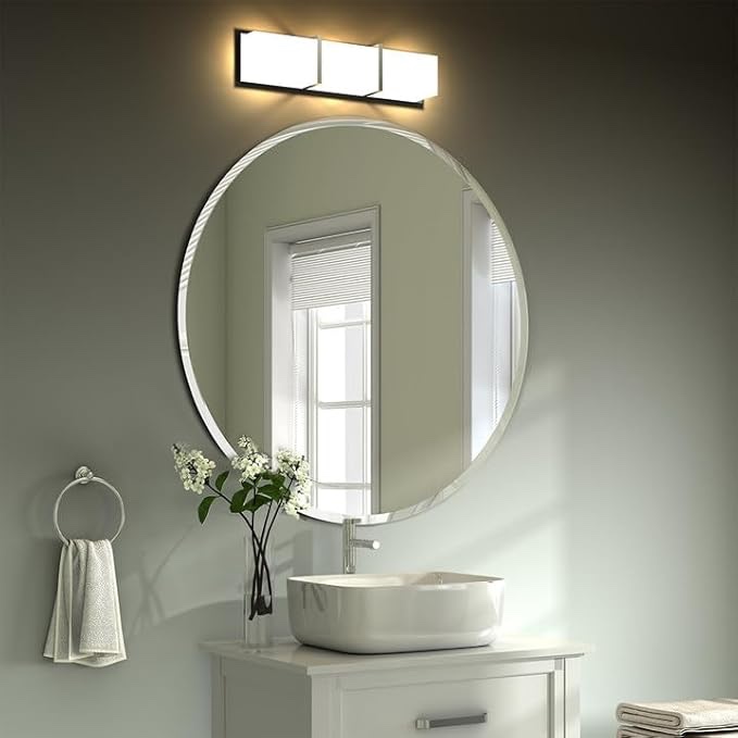 Allied Brass TA-90 Frameless Round Tilt Beveled Edge Wall Mirror, Satin Chrome