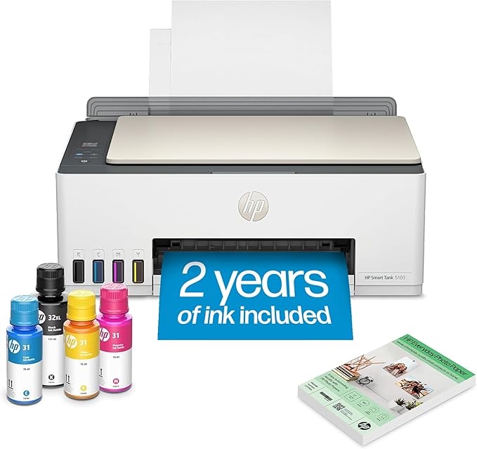 HP Wireless All in one Inkjet Printer Mobile Print, Scan & Copy Color Printer with 6 ft Cable