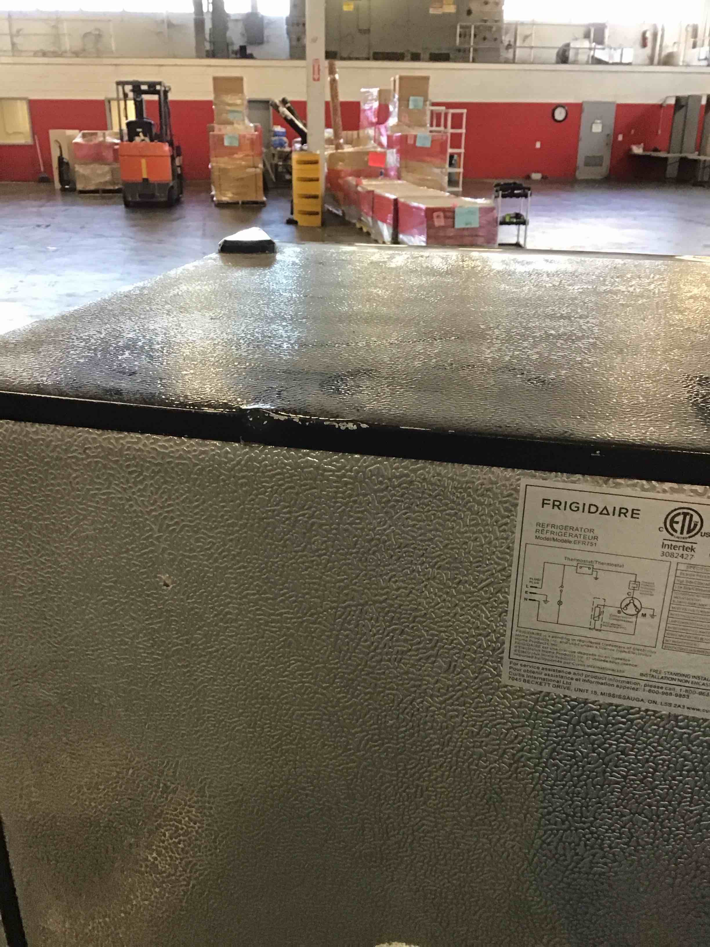 Condition photo showing As Is for Frigidaire, 2 Door Apartment Size Refrigerator/Freezer Combo, 7.5 cu ft, Platinum Series, Stainless