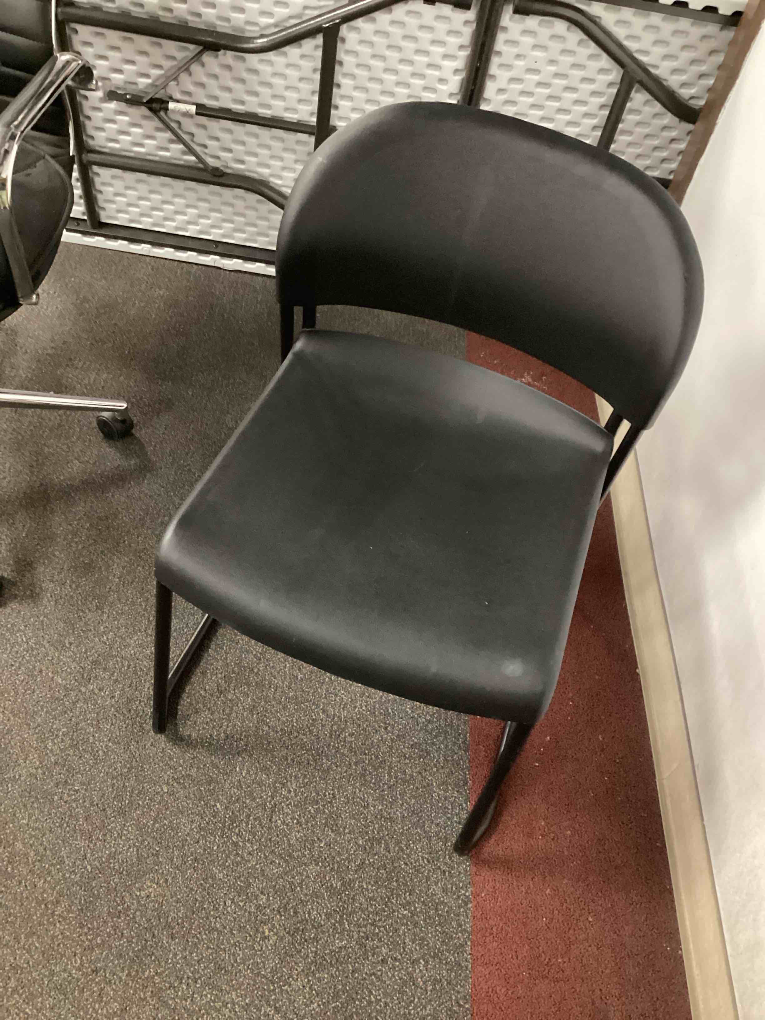 Condition photo showing As Is for (similar image) Flash Furniture Hercules Series Contoured Stacking Chairs for Waiting Rooms and Offices, Ergonomic Lobby Chairs with Curved Back, Black