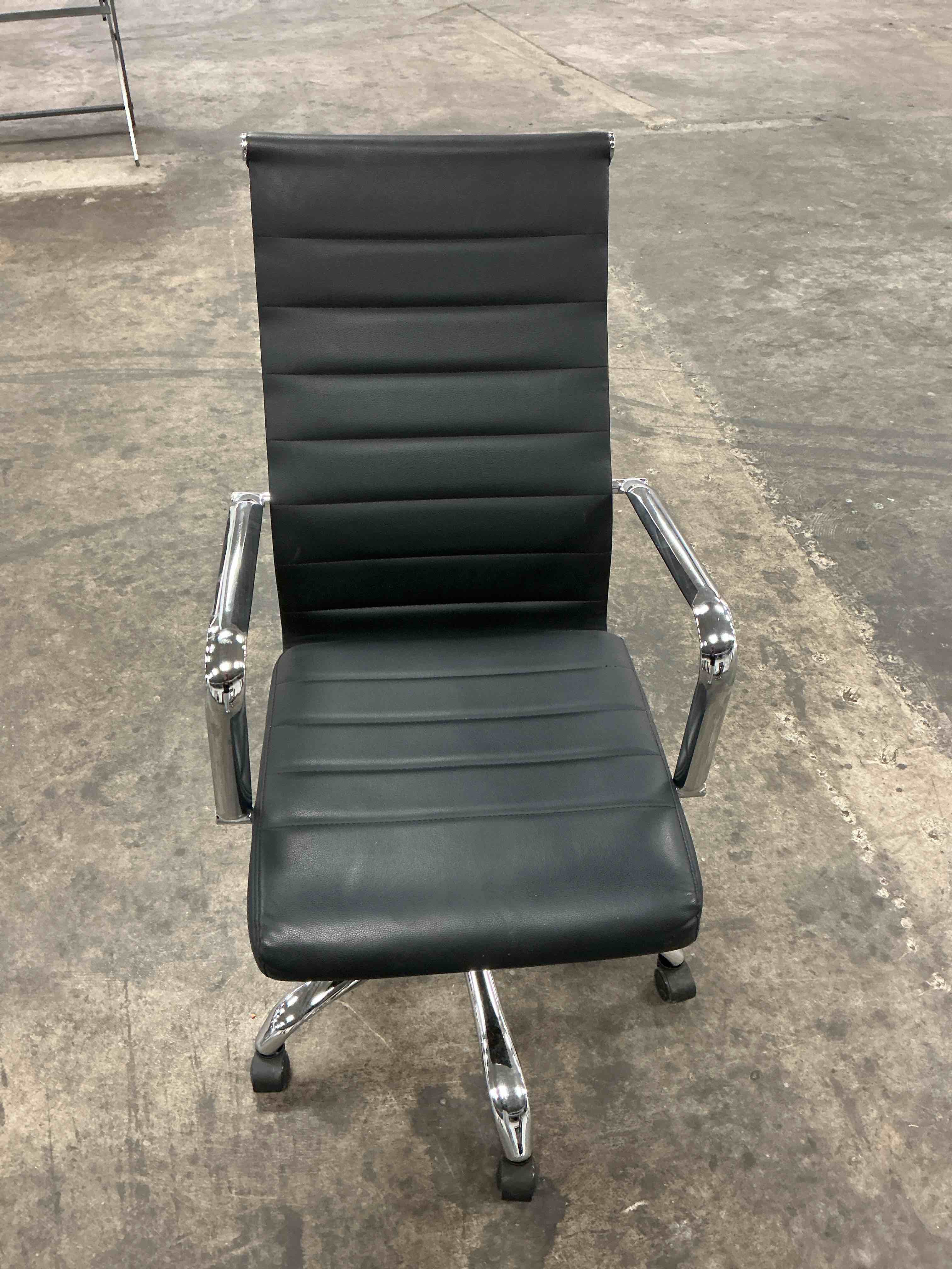 Condition photo showing As Is for Office Desk Chair Leather, Conference Room Chairs with Wheels, Modern Executive Computer Guest Chairs with Arms (Black)