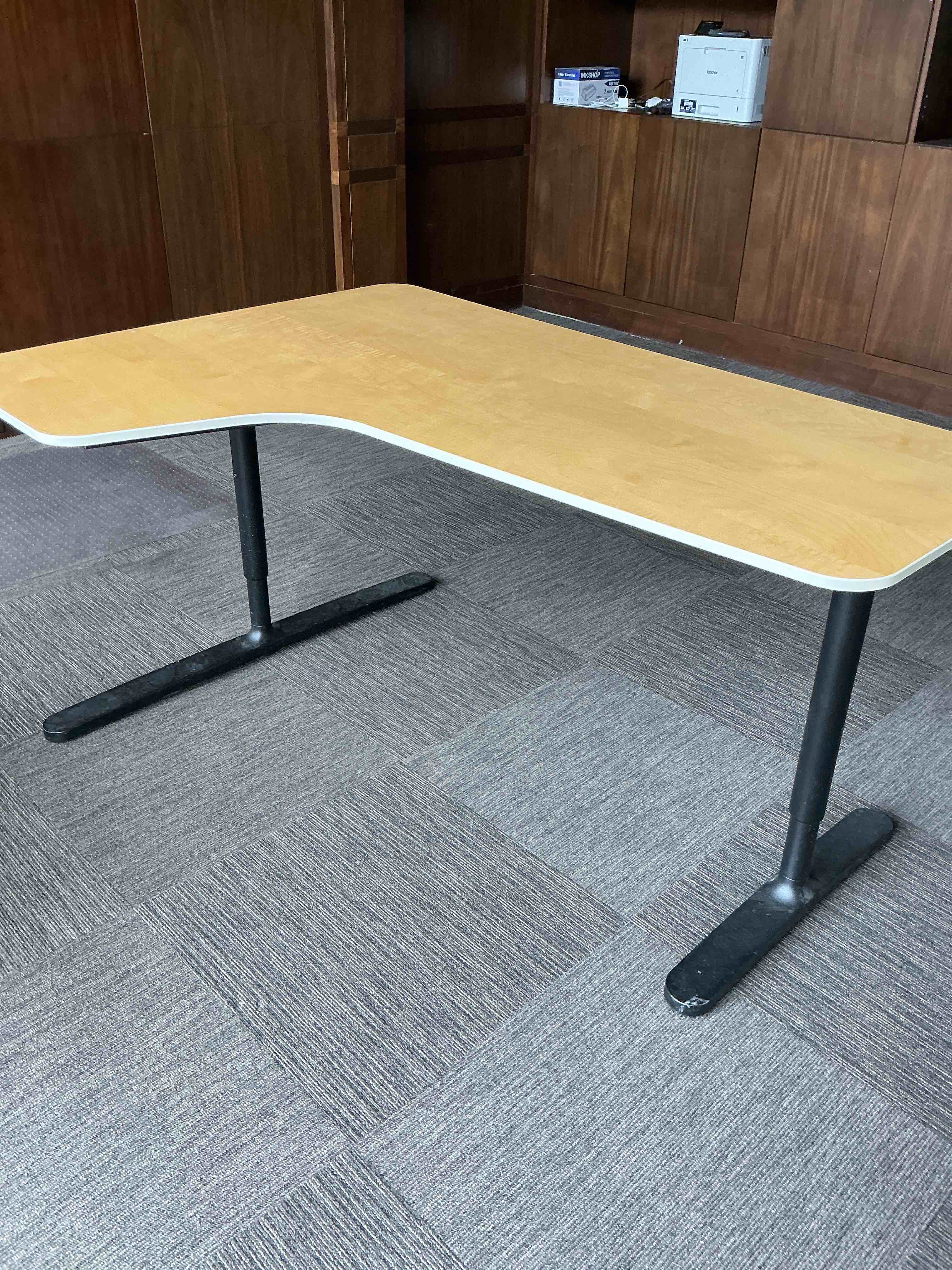 Condition photo showing As Is for (SIMILAR) Gaming Desk White Simple and Modern Corner Desk, L-Shaped Student Writing Table, Home Bedroom Computer Desk, Easy to Install