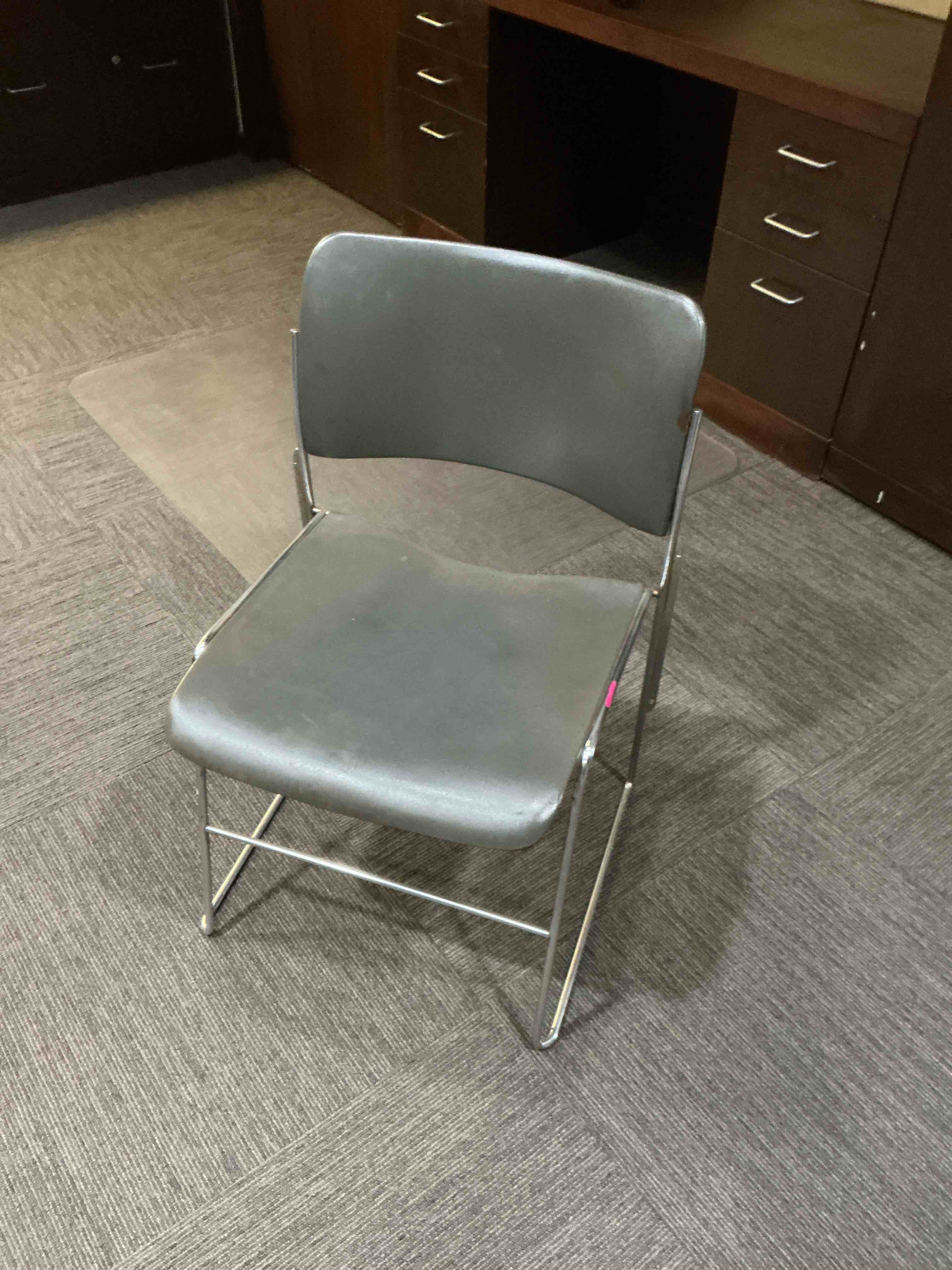 Condition photo showing As Is for Flash Furniture Hercules Series High Density Vinyl Stacking Chairs for Waiting Rooms and Offices, Lobby Chairs with Padded Seats and Frames,  Gray