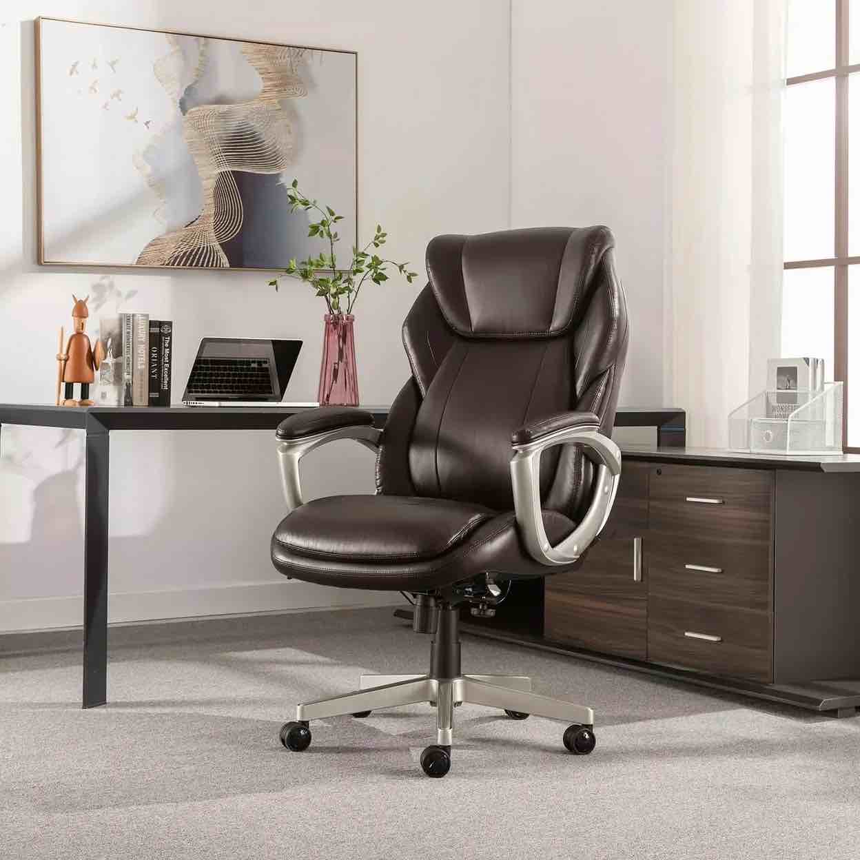 la-z-boy westley big & tall executive office chair, active lumbar support, brown