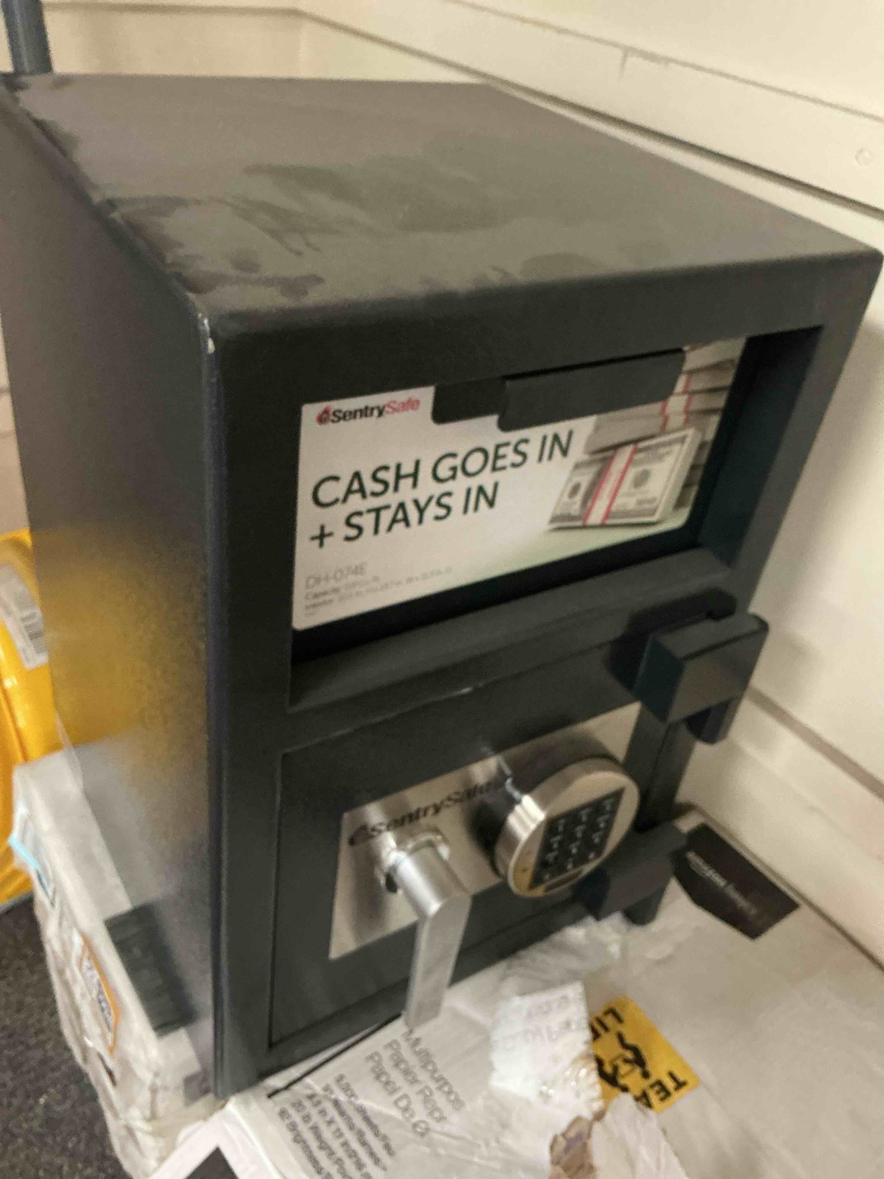 Condition photo showing As Is for Sentry Safe Depository Safe In Box Dh-074e Digital Lock With Bolt Down Kit