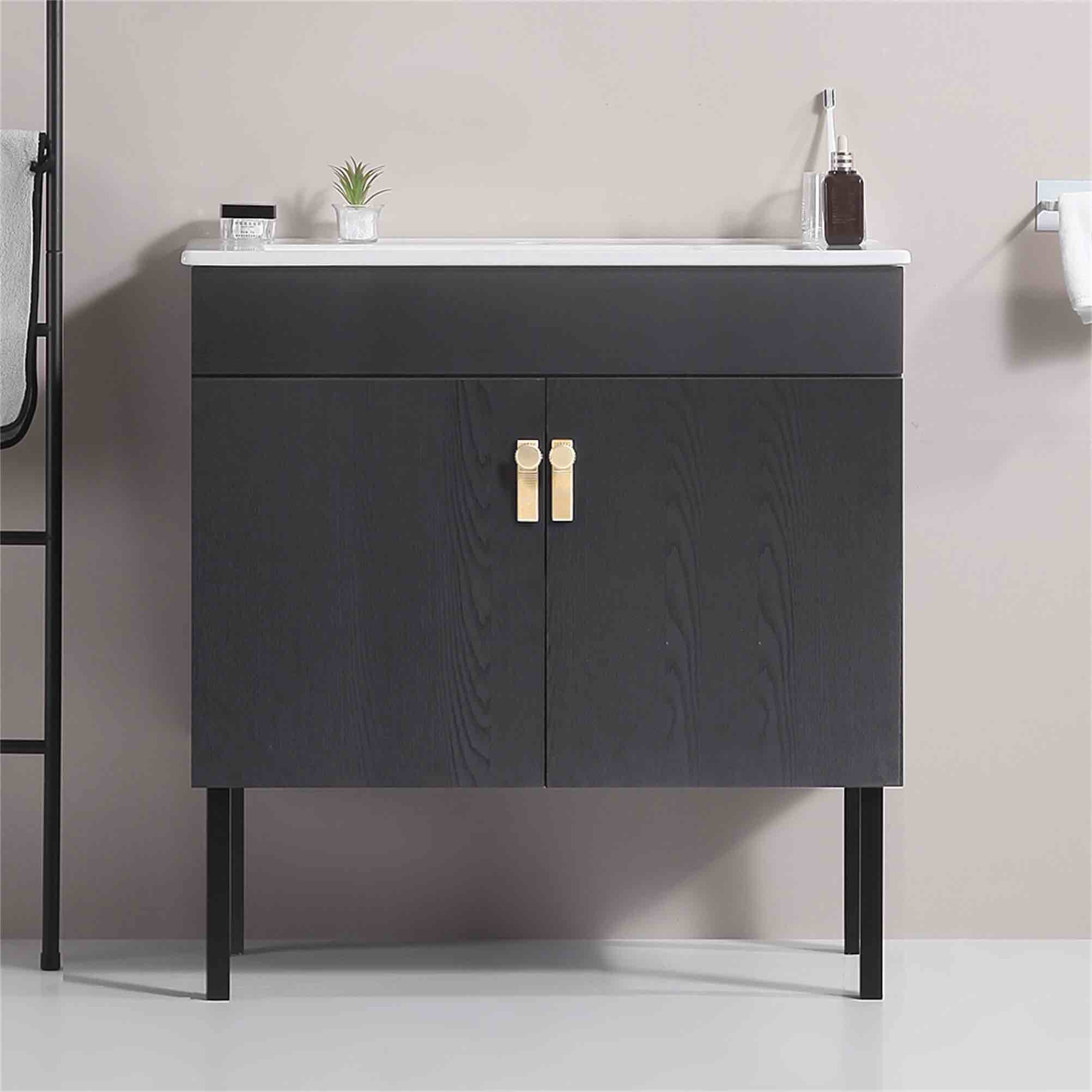 (Incomplete Set, Only Ceramic Basin) Natasia Bathroom Vanity with Ceramic Basin,Bathroom Storage Cabinet