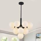 13 - Light Dimmable Modern Sputnik Atomic Tiered Cluster Globe Bubble Chandelier with Opal Glass Globe