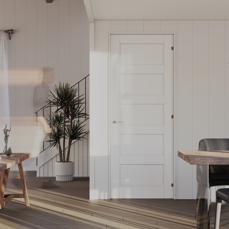 Prehung interior Door Solid Core White Primed Pantry Door With DOOR SEAL STRIP Hinge: Right, Door Size: 30" x 80"