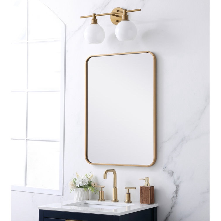 Brass Sabine Metal Rounded Rectangle Wall Mirror size 20 X 30 )