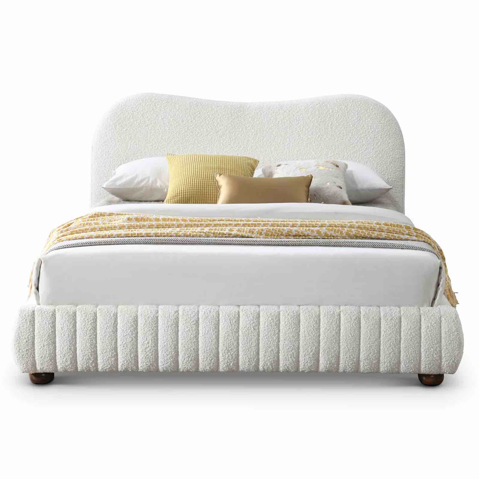 ( incomplete Box 2 of 2 ) Nomad Cream Boucle Queen Bed