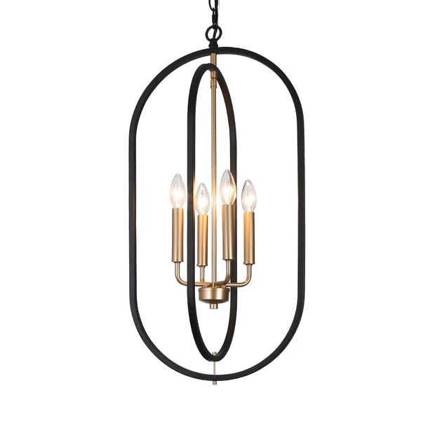 Kamron 14" Wide Black 4-Light Chandelier
