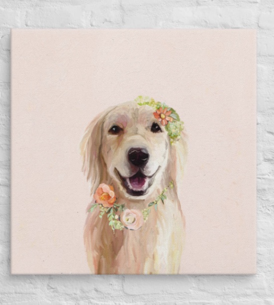 Best Friend - Golden Flowers Canvas Wrap 14”x14”