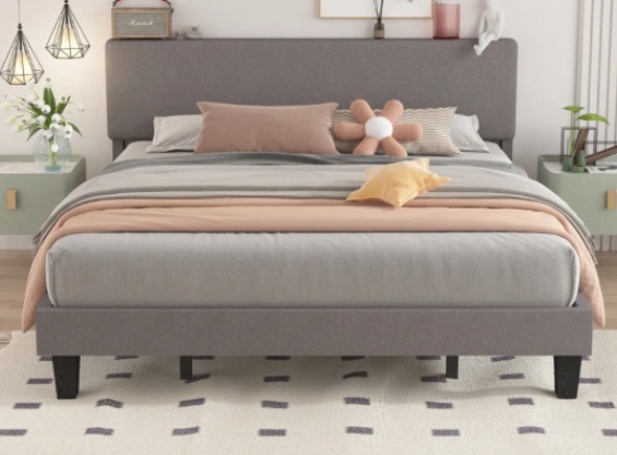 Marisal Upholstered Panel Storage Bed with Elegant Style, Adjustable Headboard, Easy Assembly Anti-Slip (incomplete 1 box only)