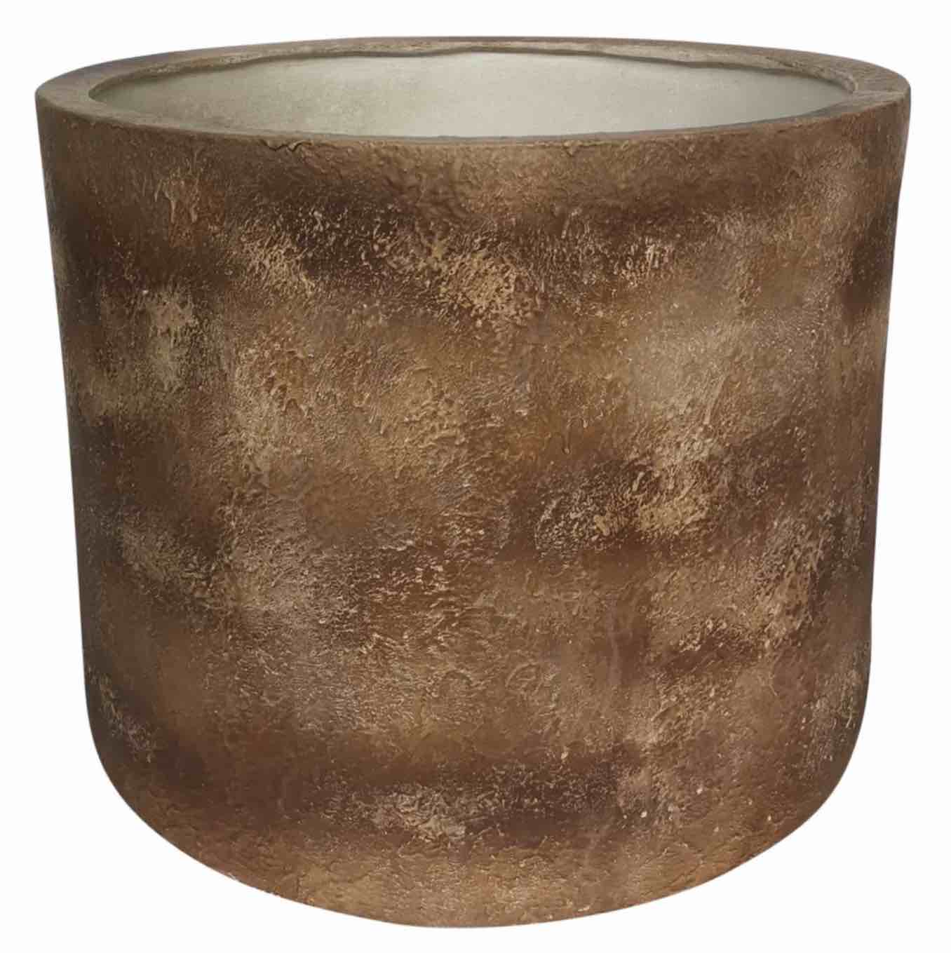 Contemporary Ec Resin Planter, 24" Round Magnesia Design in Elegant Brown