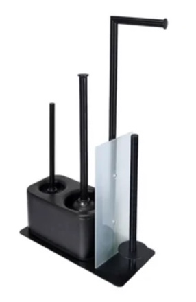 Blue Donuts Modern Bath Set for Bathroom Organization, All in One Toilet Brush, Toilet Plunger, Toilet Paper Holder Stand and Toilet Tissue Paper Storage All in One Combo.