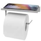Modern Wall Mount Toilet Paper with Cell Phone Roll Holder with Shelf in Brushed Nickel - Durable Stainless Steel Bathroom Roll Holder with Bathroom Phone Holder - Ideal for Small Bathrooms