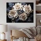 Grey And Gold Rose Passion On Canvas Print 30" H x 40" W x 1.5" D (damaged frame ) 