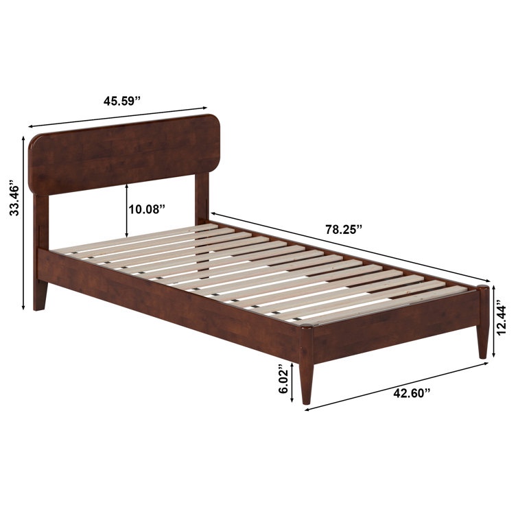 Walnut Vetu Solid Wood Platform Bed Twin (incomplete) 
