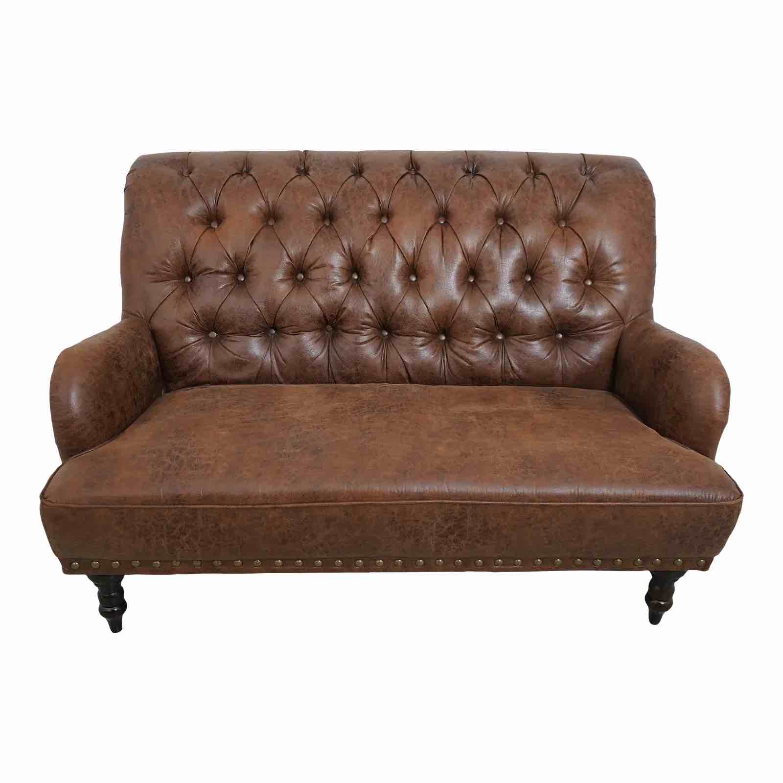 Chesterfield Style Faux Leather Upholstered Sofa Loveseat