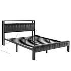 Haja Bed Frame with 2-Tier Storage Headboard & LED Light