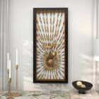 Metal Coiled Ribbon Sunburst Home Gold Wall Decor with Black Frame 24 W x 52 H