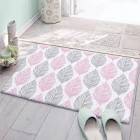 Creline Bath Rug color pink white gray coffi
