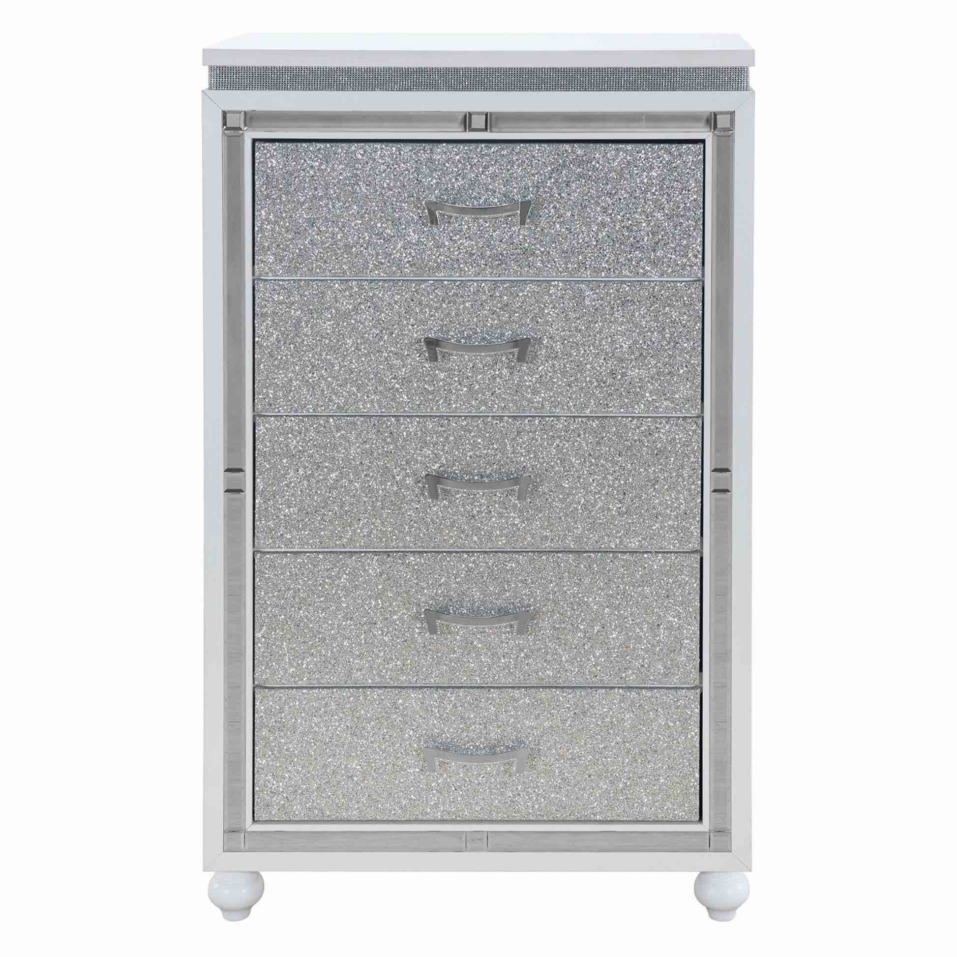 Maloise White Chest White Solid Wood Mdf (damaged drawers) 