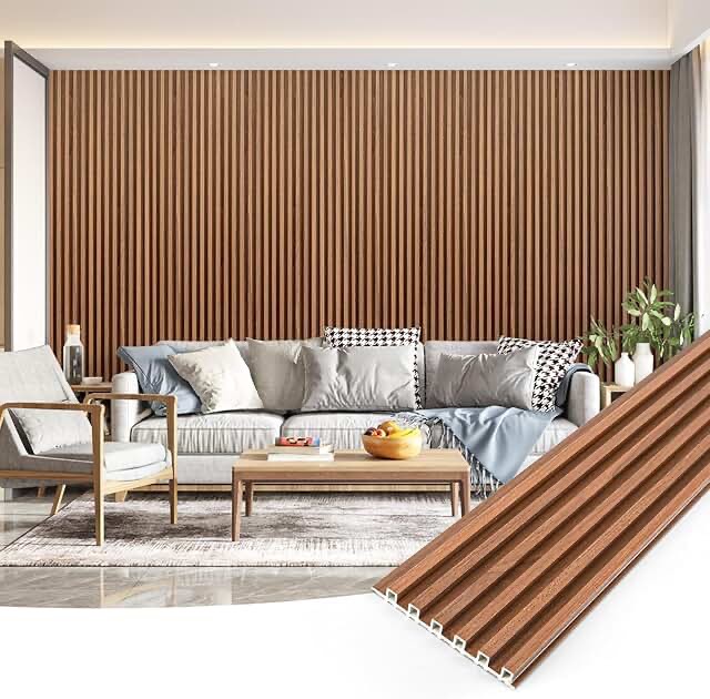 Art3d 104'' X 6.7'' 3D Slat Wall Paneling, WPC Wainscoting Wall Panel, (Set of 8)