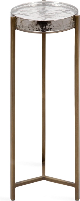 Kate and Laurel Aguilar Modern Drink Table, 9 x 9 x 23, Brass with Clear Glass, Detailed Glass Accent Table for Small Spaces