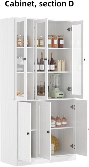 (incomplete) Bookshelf and Bookcase, 5-Tier Modern Bookshelves with Doors, Glass Display Cabinet with Lager Storage Shelf, Combination Storage Shelves for Home Office, White