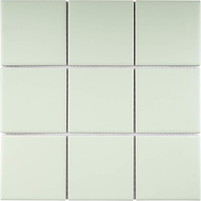 BT-PM10 4" x 4" Square Mint Green Porcelain (Matt Finish) Floor & Wall Tile Mosaic Tile 11-3/4 in. x 11-3/4 in. x 6mm (Thickness) 1 Sheet=0.97 sqt (1 Box (11 Sheets))