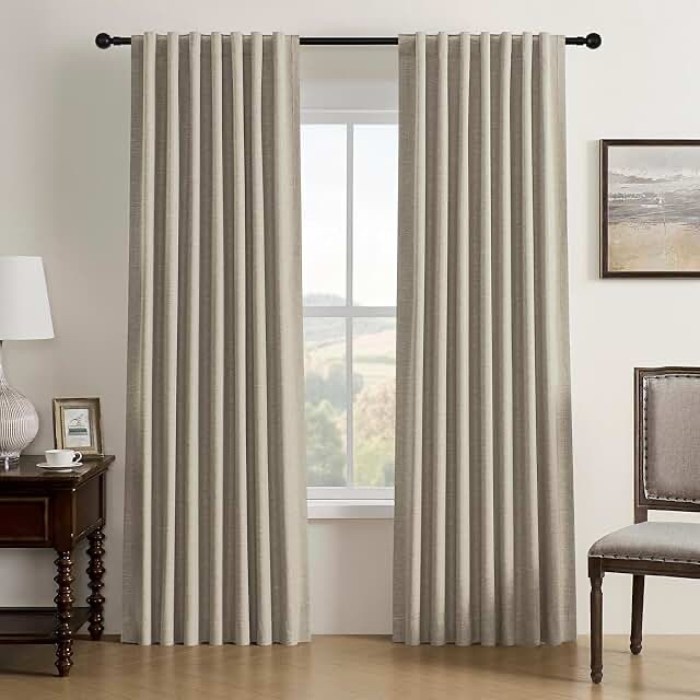 Linen Textured 100% Blackout Grommet Sliding Patio Door Curtain Panel 84”X32” 2 panels 