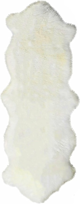 100% Genuine Sheep Skin Rug - Natural Lambskin Fur Area Rug - Ideal for Kids Bedroom, Sofa, Chair Cover, Pets, and Dogs - Luxury Double Pelt (White, 2' x 6')