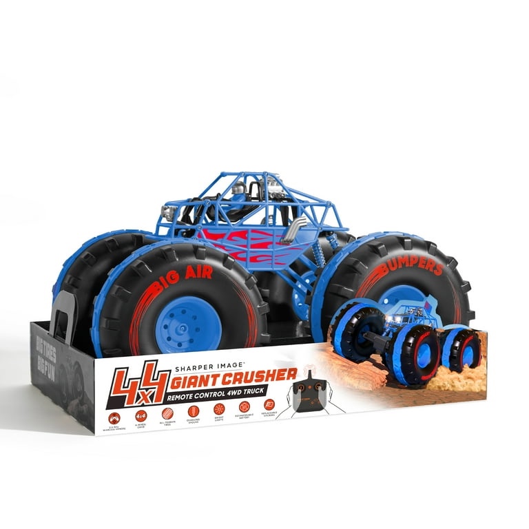 Sharper Image® 4x4 Giant Crusher Remote Control 4WD Truck, High-Speed Off-Road Monster Truck, All-Terrain Tires, LED Headlights, USB-C Rechargeable Battery, Oversized Shocks, 2.4 GHz Wireless Control