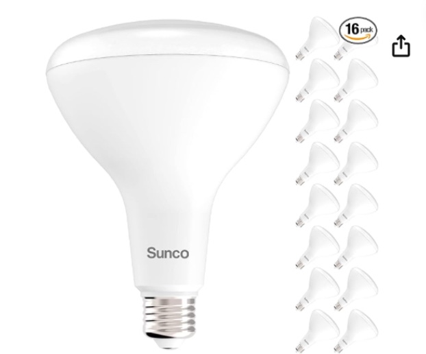 Sunco 16 Pack BR40 LED Light Bulbs, Indoor Flood Lights, Dimmable, 1400 Lumens, 100W Equivalent 17W, 2700K Soft White, Indoor Residential Home Recessed Can Lights, E26 Base, CRI94, High Lumens - UL