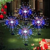 Pack de 4 Luces de Fuegos Artificiales, Luces Solares para Jardín, 120 Luces LED 8 Modos de Hadas Impermeables para Decoración de Jardín de Patio de Fiesta