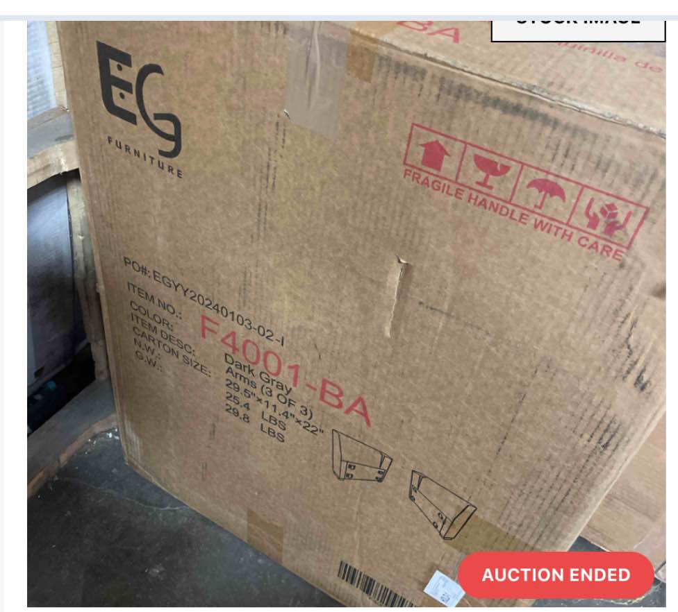 Incomplete Box. Amazon F4001-BA dark grey EG furniture (INCOMPLETE, Box 3/3 Arms only)