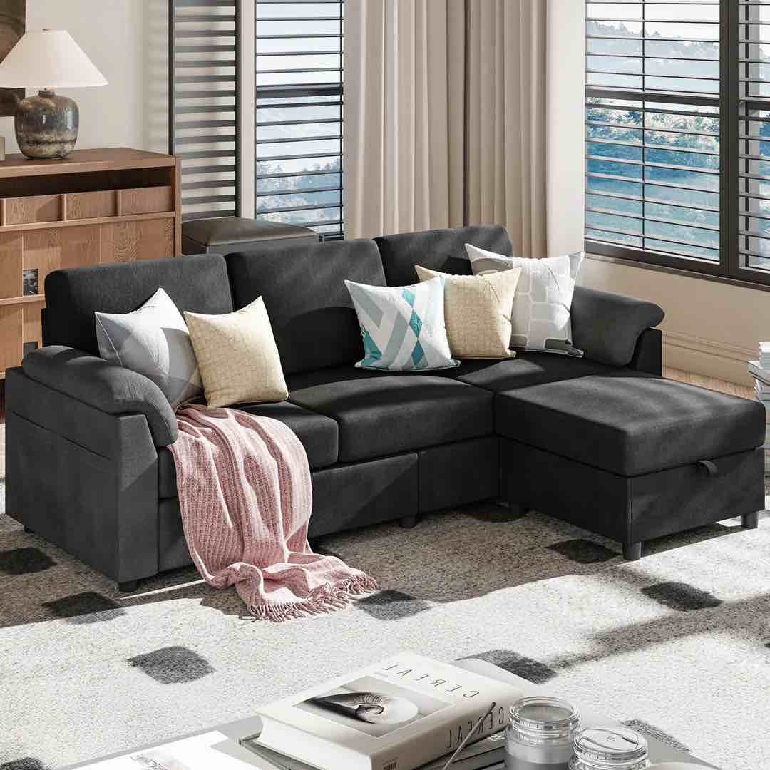 Walsunny L-Shaped 79" Convertible Sectional Sofa Couch with Removable Pillows ( incomplete)