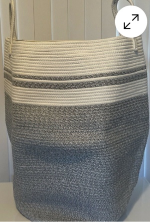 Woven Basket Laundry Hamper Modern, Large 25.6"height White+Grey