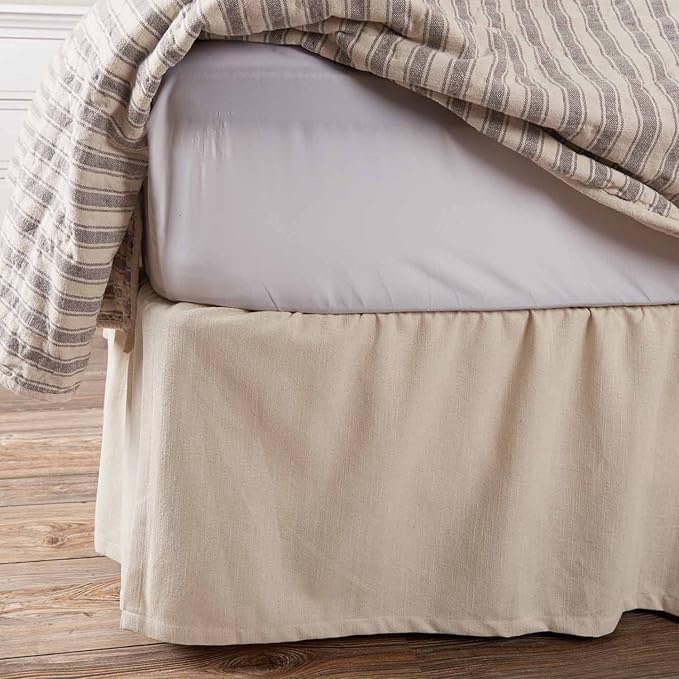 Market Place Natural Queen Bed Skirt, 16" Drop, Beige Cream Dust Ruffle Farmhouse Bedding