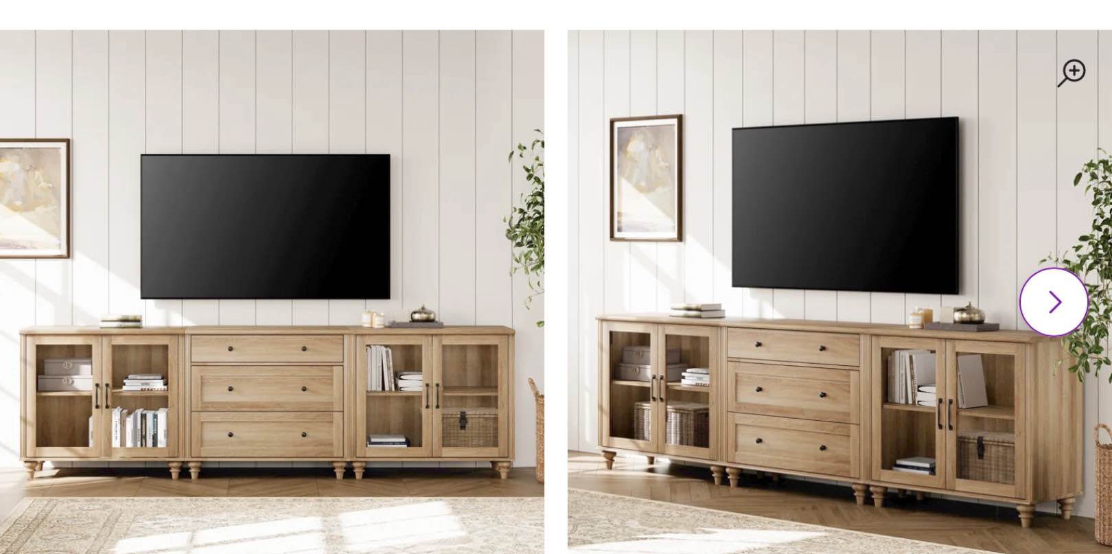 Oak Scarlett TV Stand For TV, 3-In-1 TV Console Table For 75/80/85/90 Inch TV, Entertainment Center With Glass Door & Drawer, Kitchen Sideboard Buffet Cabinet For Dining Room ( incomplete 1 piece only)