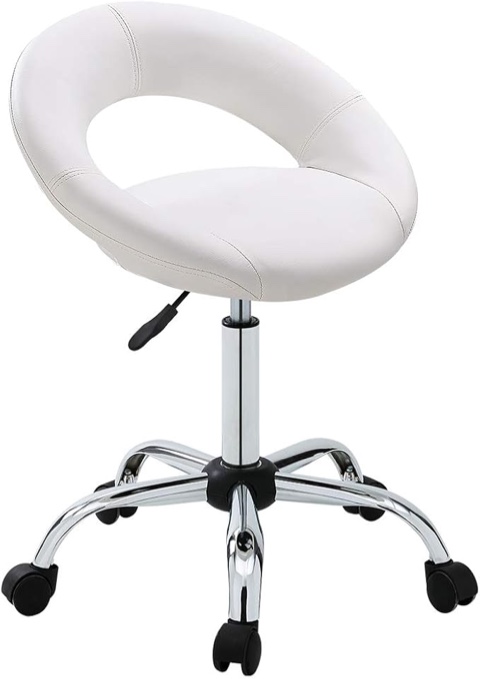  Roll over image to zoom in            4+    6 VIDEOS    SIZE    DUHOME Adjustable Swivel Work Stool Task Chairs,White Massage Salon Home Office Facial Spa Medical Chair Stool Backrest Cushion & Wheels Visit the