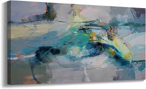 AJAZIKO Blue Abstract Canvas Wall Art - Modern Wall Decor, Living Room Wall Art, Bedroom and Office Decor, Artwork for Wall Decor,Pictures for Living Room