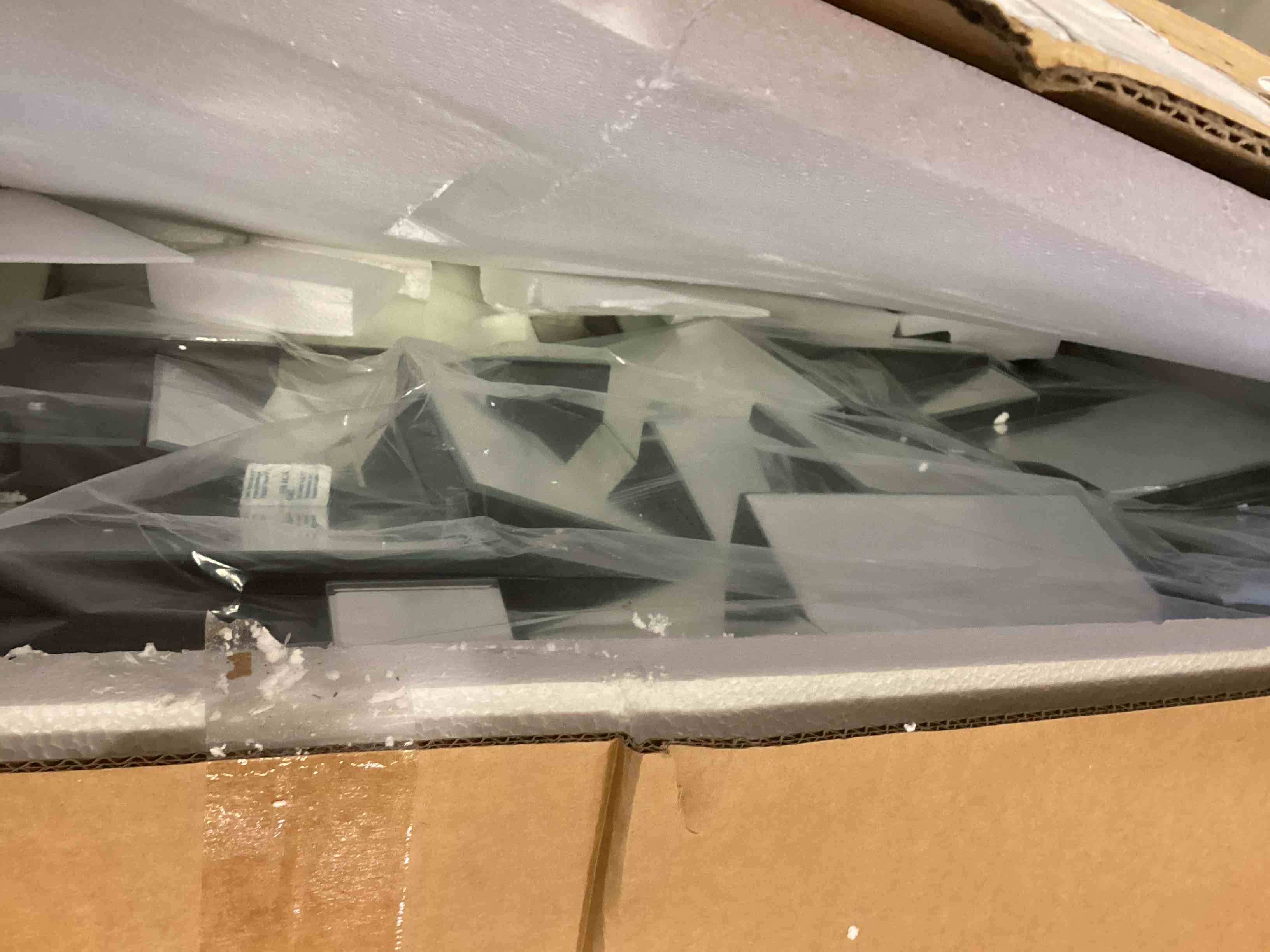 Condition photo showing As Is for (Damaged some mirrors) Pennsburg Rectangle Modern and Contemporary Beveled Accent Wall Mirror 47'' H X 31.5'' W X 4.5'' D