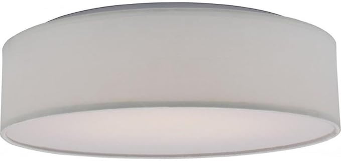 Nuvo 62/990R1 Decor Flush 15 in. Fabric Drum LED Decor Flush Mount Fixture White Fabric Shade Acrylic Diffuser, Bronze Dark