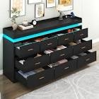 10 Drawer 70" W Dresser With LED Light, Sockets, USB Port, And Type-C Port (incomplete)