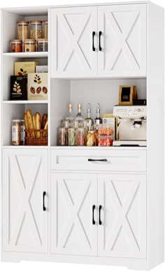 Kitchen Pantry Cabinet, 71" Tall Kitchen Hutch Storage Cabinet With Microwave Stand (incomplete) 