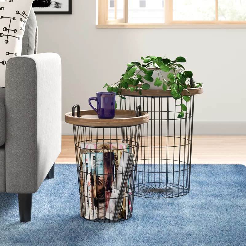 Janay Tray Top Frame Nesting Tables Color: Black, Brown
