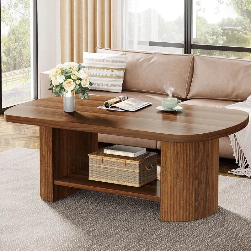45.27" Oval Coffee Table With Storage, Mid-Century Modern 2-Tier Center Table For Living Room (LEGS ONLY)